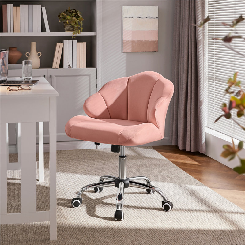 Desk Chair with Rolling Wheels, Pink