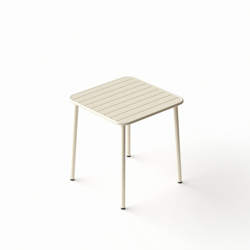 Table carrée, table basse d'extérieur, Blanc rétro