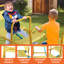 Balançoire à bascule 3 places pour enfants, avec dossiers et poignées, idéale pour les jeux d'extérieur.