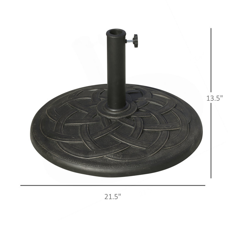 Porte-parasol 22 "avec support à parasol rond en résine 22" avec beau motif décoratif et installation facile, pour poteau de "1,5 po, .81,89 po, pour pelouse, terrasse, cour, jardin, bronze