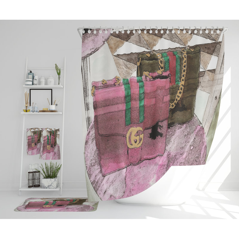 Nesly Polyester Shower Curtain Set