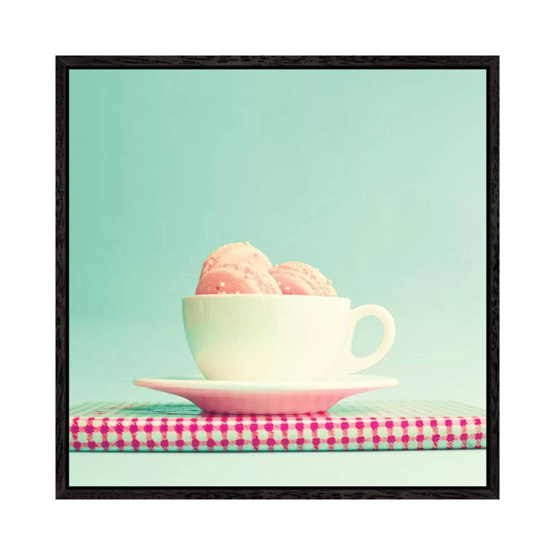 Cup Of Macaroons by Caroline Mint - Print on Canvas, Black Framed, 93.98 cm H x 93.98 cm W