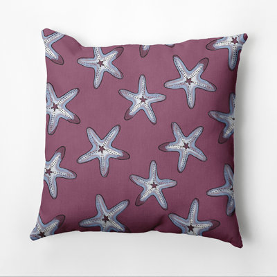 Beach Vacation Starfish Print Outdoor Square Pillow Cover & Insert