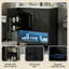 Meuble-lavabo autoportant 30 po, meuble-lavabo simple en céramique avec bande à DEL changeant de couleur, porte de grange, support de porte et tablette ouverte, noir-133659259