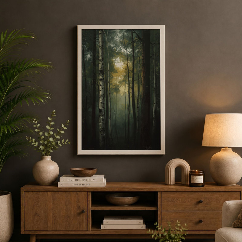 Light Through Forest Scandinavian - Wrapped Canvas, 36x24 - 91.4 x 61.0 cm, White Border