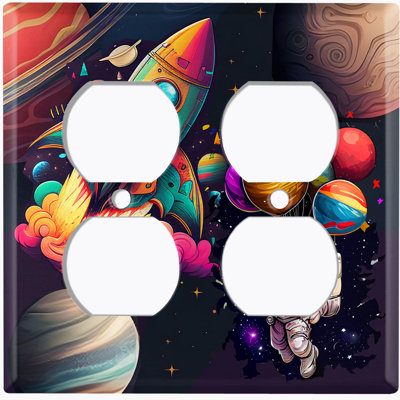 Animated Astronaut Space Ship 2-Gang Toggle Light Switch Wall Plate