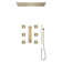Remote Controlled Brushed Gold Thermostatic Shower System with Rainfall and Jets