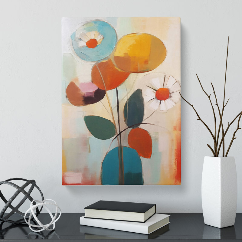 Modern Flowers Mid Century Vol.2 - Wrapped Canvas, 50cm H x 35cm W x 3cm D