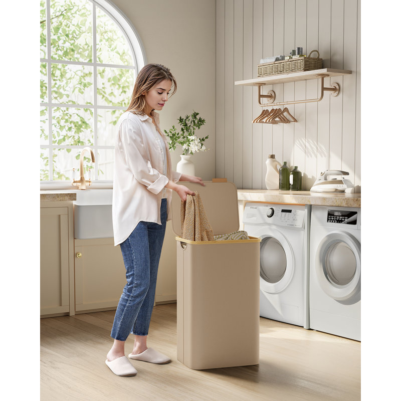 Laundry Hamper with Handles, Camel Brown