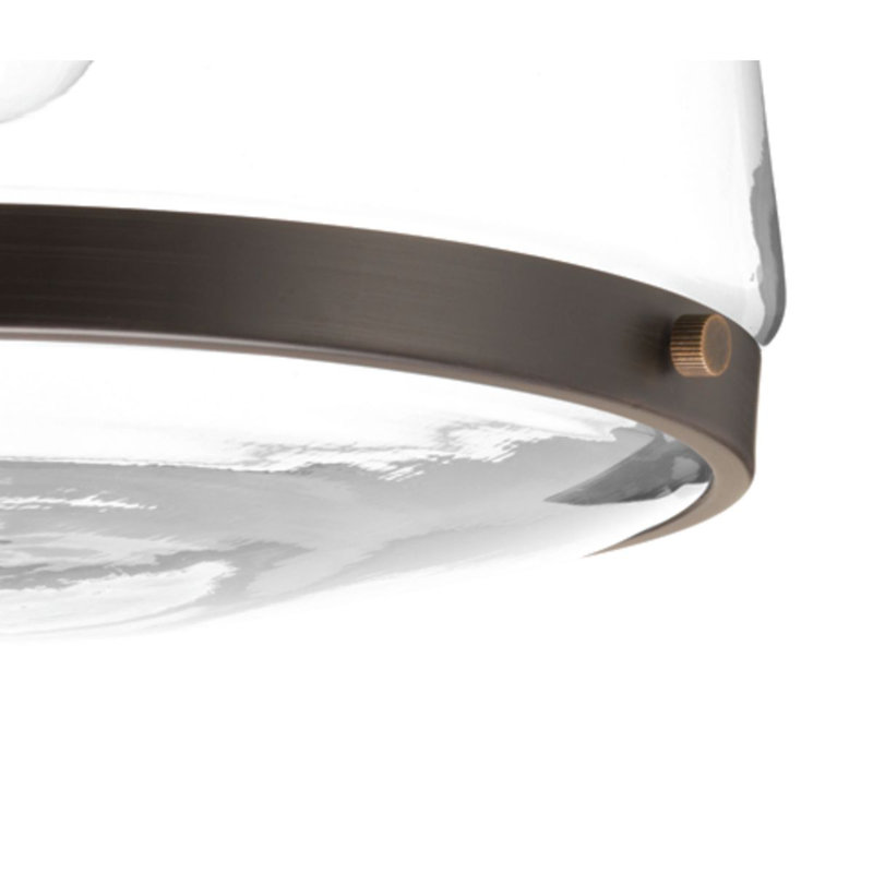 Lupe Glass Semi Flush Mount, Antique Bronze