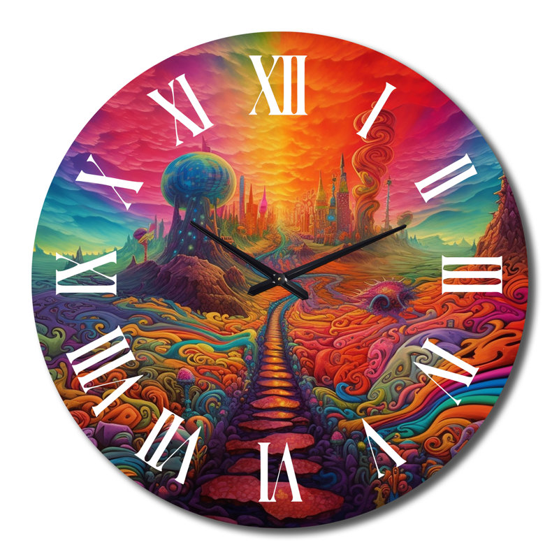 Horloge murale paysage abstrait The Obstacle Is Path Dreamy Rainbow Mountains III, Grand