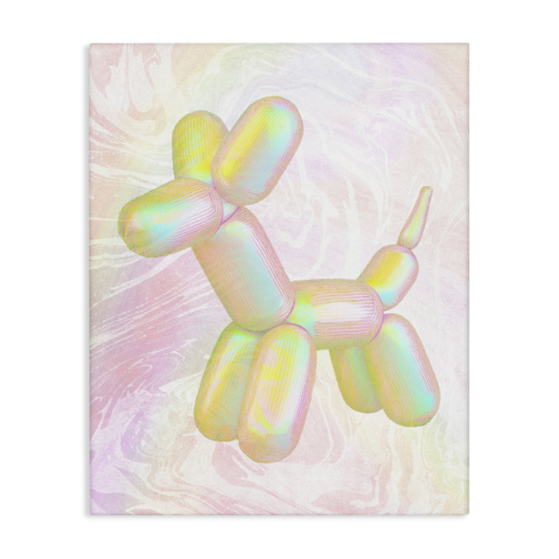 Art sur toile jaune avec un ballon jaune par Daphne Polselli, H 30 po x l 24 po