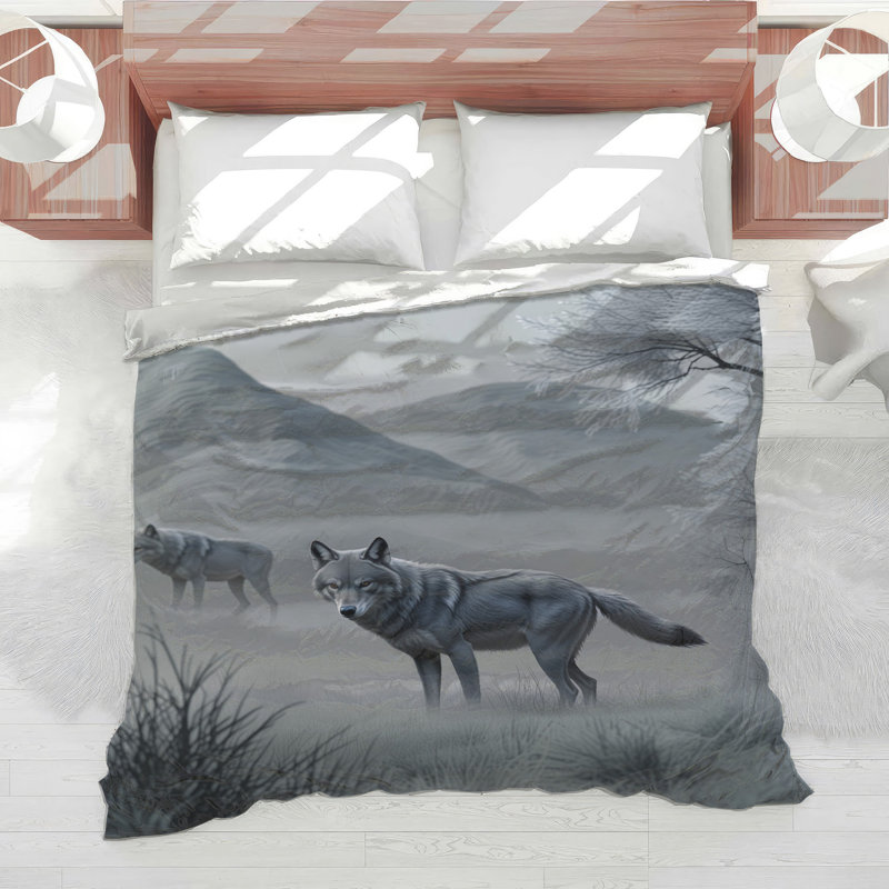 Gray Wolves In Winter Comforter, Twin