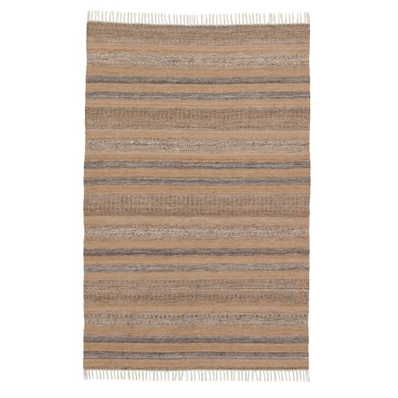 Wendy Jane Striped Area Rug in Taupe/Charcoal/Gray/Ivory, Rectangle 2' x 3'