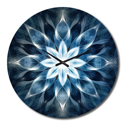 Horloge murale turquoise et blanche Fractal Flowers VI