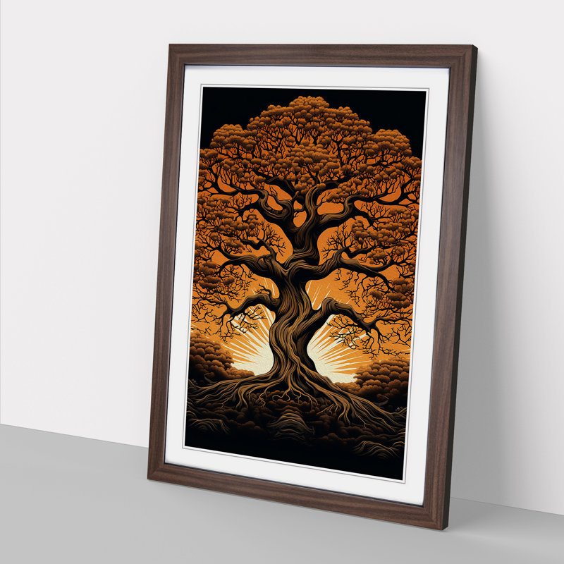 Oak Tree Op No.2 - Single Picture Frame Print on Wood, 64cm H x 46cm W x 2cm D, Walnut Framed