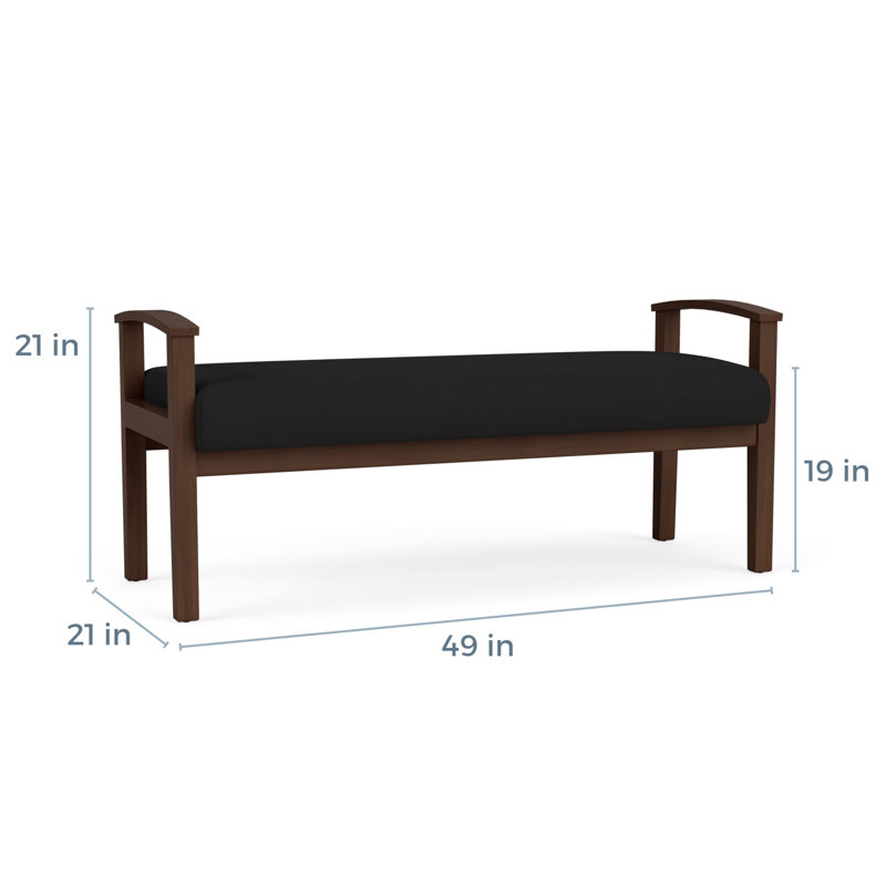 Banc en bois massif Amherst, Noyer Riftwood, Visite libre noire