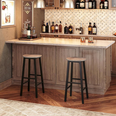 Ensemble de 2 tabourets de bar, tabourets de bar à hauteur de comptoir, tabourets de bar de 25,8 po pour îlot de cuisine, chaises de bar de cuisine industrielles, pour salle à manger, cuisine, bar, grège et noir