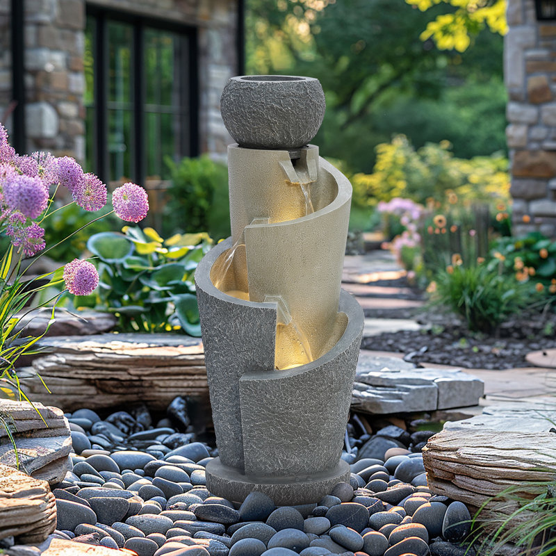 Weather Resistant Floor Fountain with Light