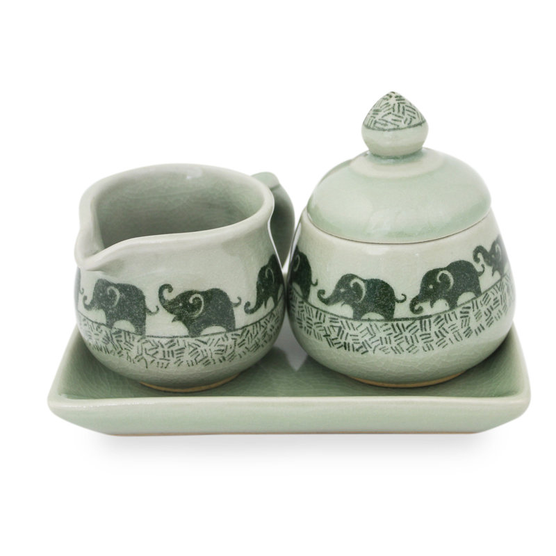 Ceramic Sugar And Creamer Set with Lid