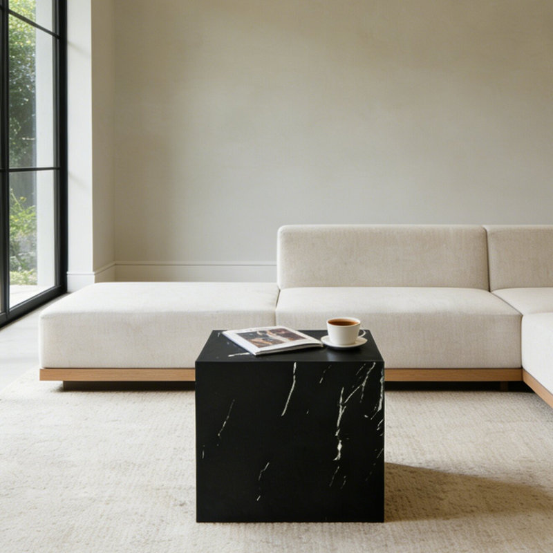 Table basse de style moderne de style cube pour le salon, la chambre à coucher et le bureau, Noir