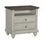 Table de chevet classique avec finition gris clair et 2 tiroirs