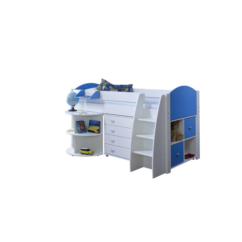 Juliana European Single (90 x 200cm) Mid Sleeper Loft Bed Bed with Built-in-Desk, White/Blue