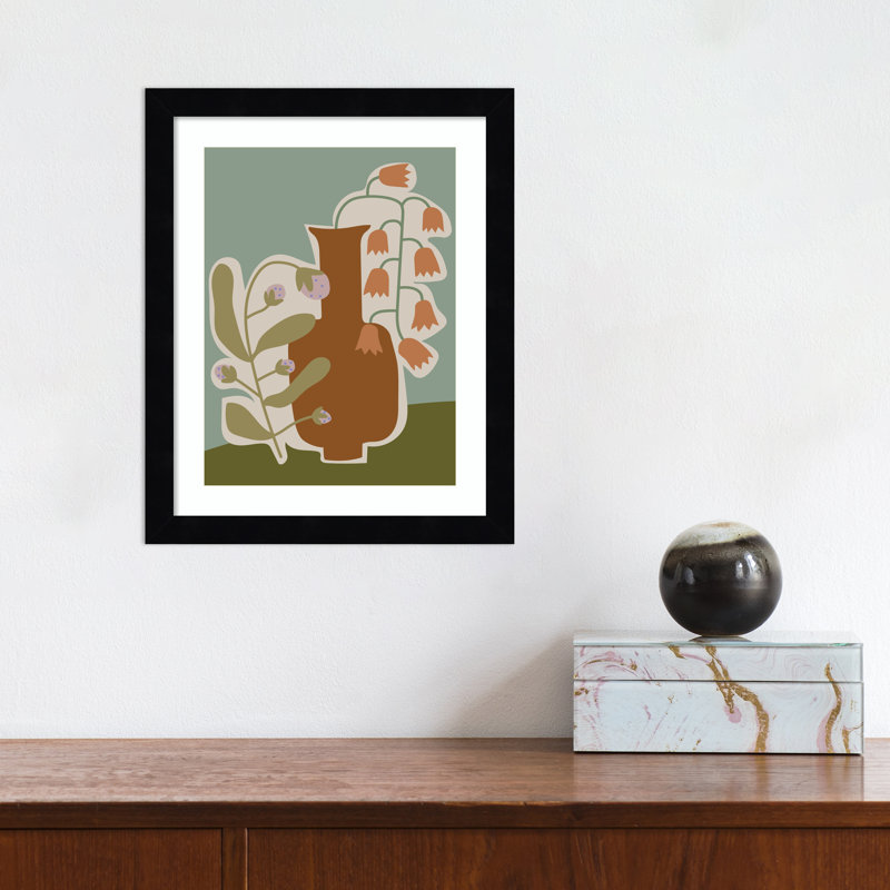 Expressive Abstract House Plant Terracotta Vase Framed On Paper by The Creative Bunch Studio Print, 13" H x 11" W x 1" D