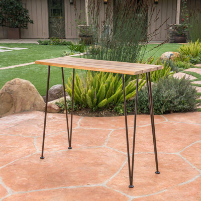 Industrial Wood And Metal Bar Table