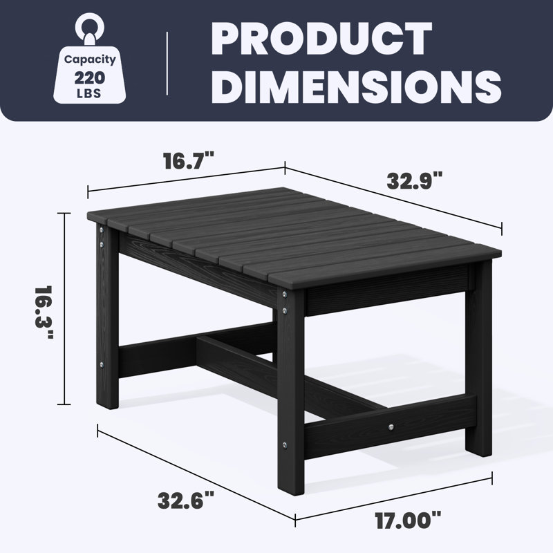 Table basse d'extérieur en PEHD, Noir, noir, noir, noir
