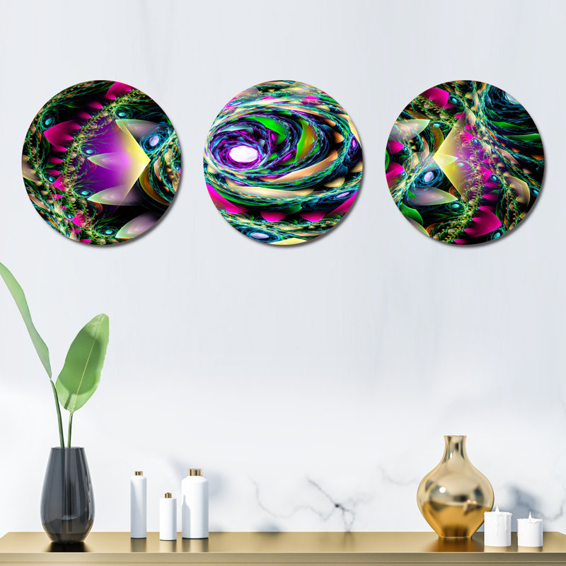 Ensemble de décoration murale colorée en métal tourbillon exotique coloré