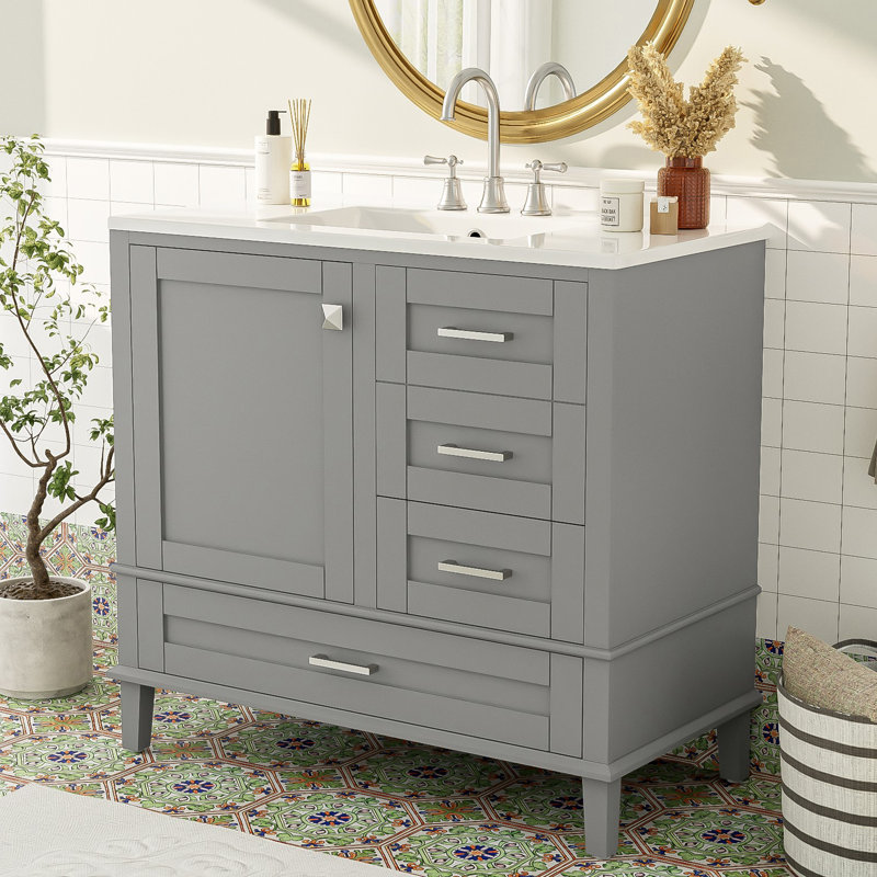 Meuble-lavabo simple 36 po, Gris