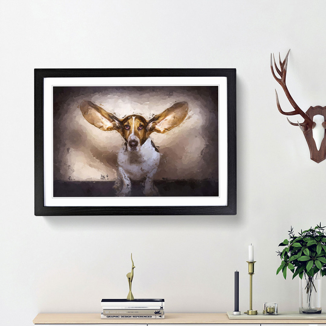 The Ears of a Basset Hound Dog in Abstract - Framed Print