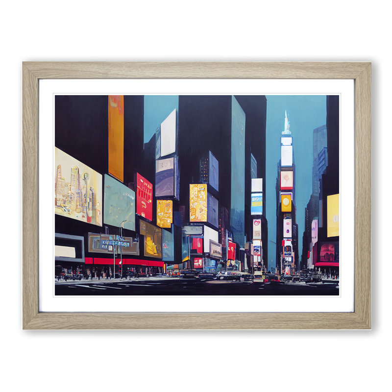 New York Times Square Vol.7 - Single Picture Frame Print, 34cm H x 46cm W x 2cm D, Oak