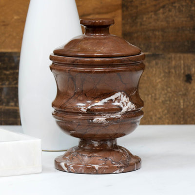 Chocolate Marble Vanity Storage Jar with Lid – Bathroom Decorative Container