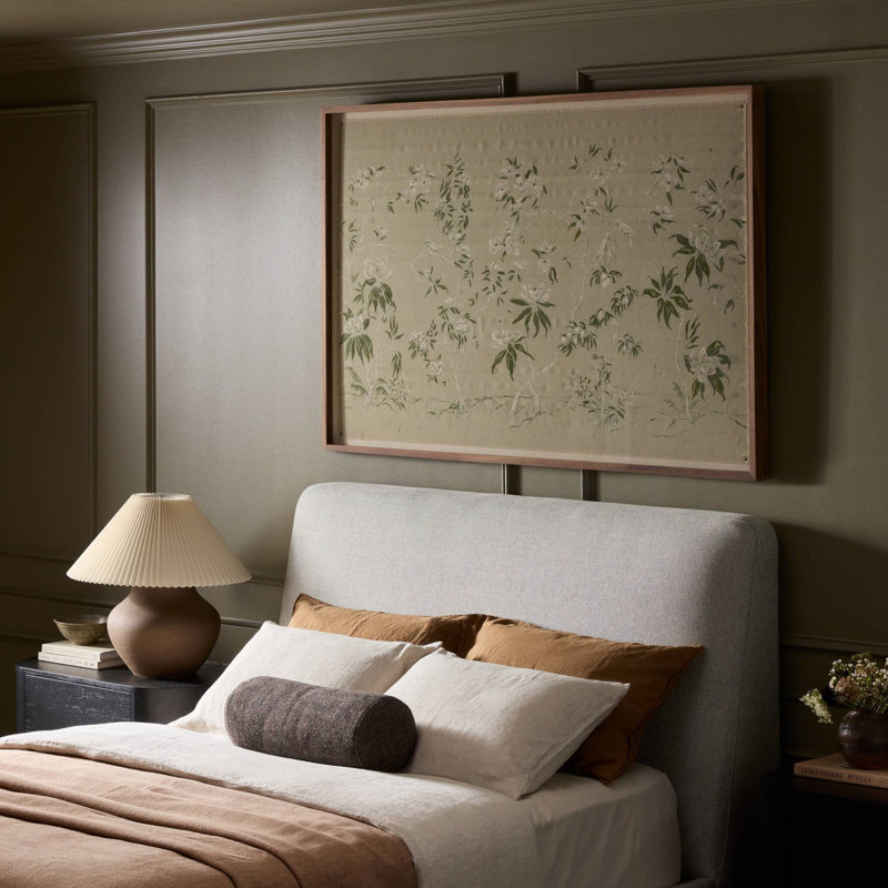 Linen Chinoiserie Painting by Laurel-Dawn Latshaw, 41" H x 60" W