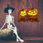 Figurine suspendue en bois d'Halloween à double citrouille avec décoration lumineuse pour porte
