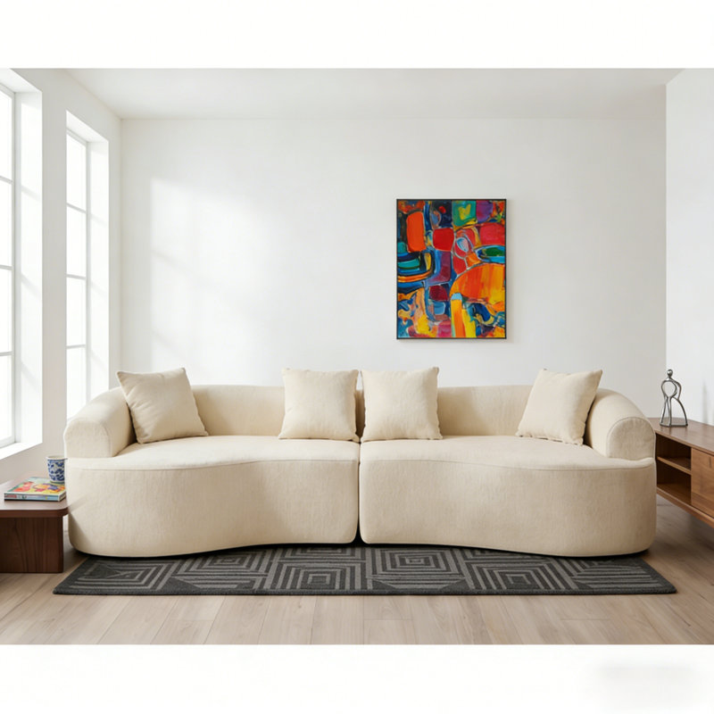 Canapé modulaire incurvé modulaire de compression de 110 po, canapé-lit en chenille avec mousse haute densité, mobilier moderne pour salon, chambre à coucher, appartement et salon