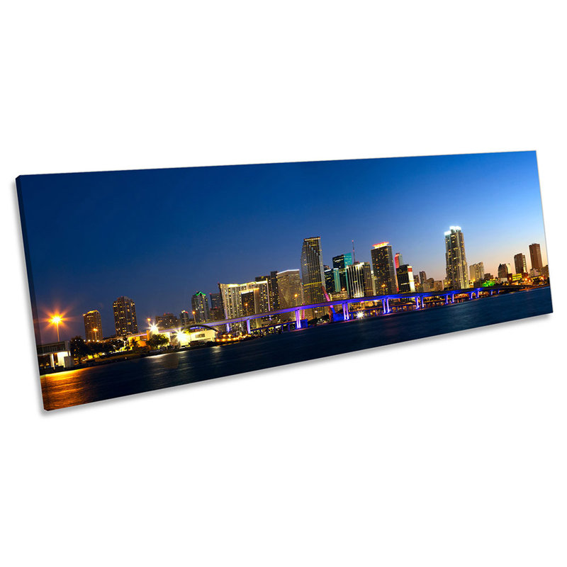 Miami Florida Skyline - Wrapped Canvas Panoramic Art Prints, 30.48cm H x 91.44cm W
