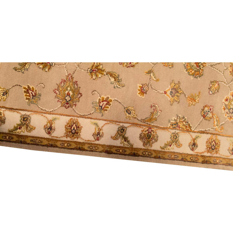 Tapis chameau / ivoire noué à la main de haute qualité