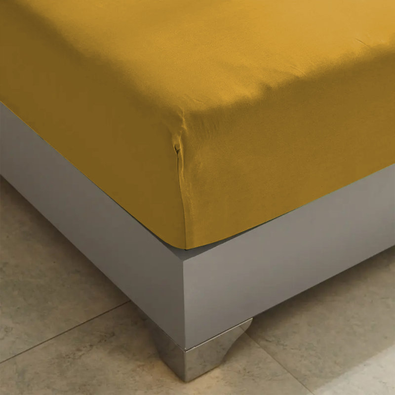 Lall Microfiber Brushed 25cm Deep Fitted Bed Sheet, Single (3'), Yellow