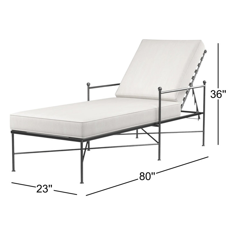 Lucier 80'' Long Reclining Single Chaise Sunbwith Cushions, Canvas Flax Sunbrella® Canvas