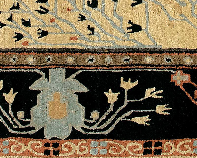 Donegal Branches Wool Oriental Area Rug in Beige/Black, Rectangle 9' x 12'