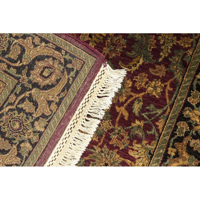 Hand-Knotted High-Quality Red and Black Area Rug, Rectangle 4'1" x 6'1"