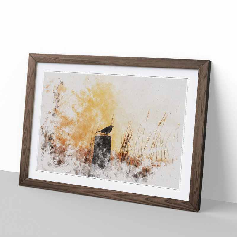 Blackbird Vol.1 - Picture Frame Graphic Art, 27cm H x 36cm W x 2cm D, Walnut