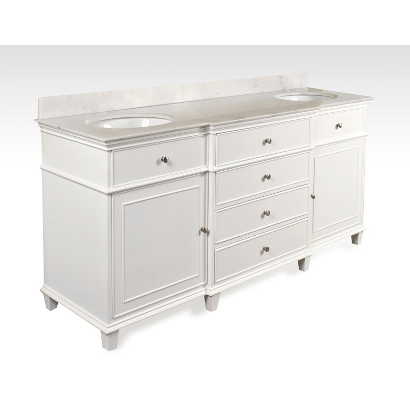 Meuble-lavabo double de salle de bain 73 po Wall Street, Blanc
