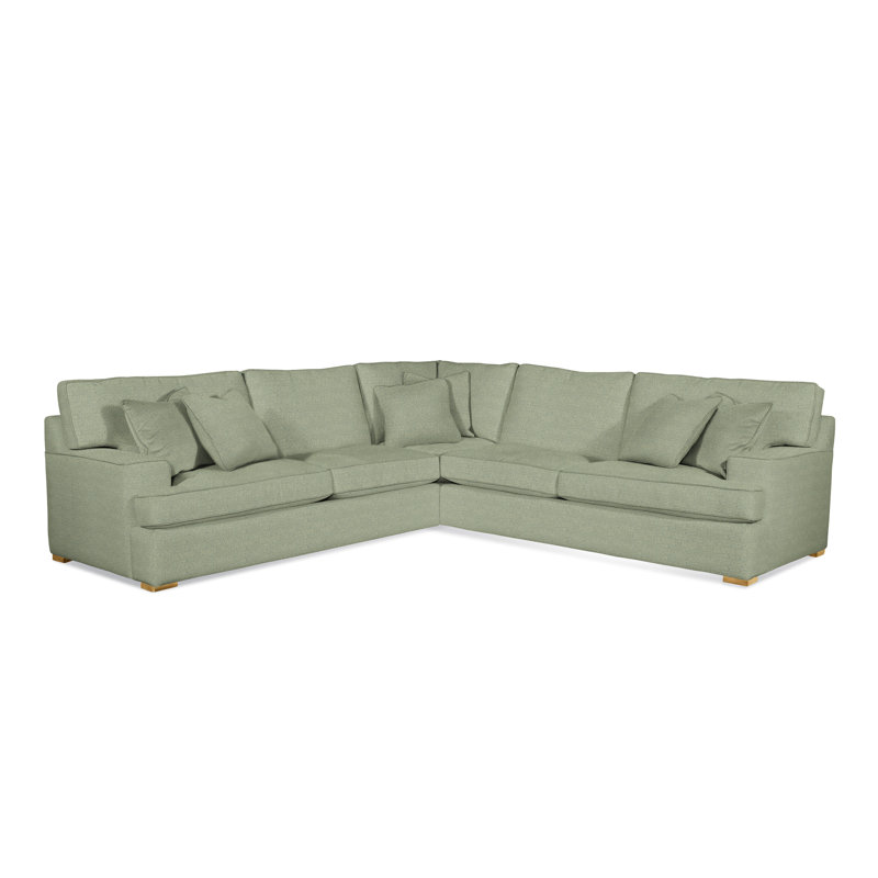 Sadie L-Sectional, Honey Finish, Green Performance Fabric; 0851-54