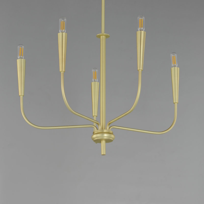 Lustre à 5 lumières Sevren, Laiton satiné