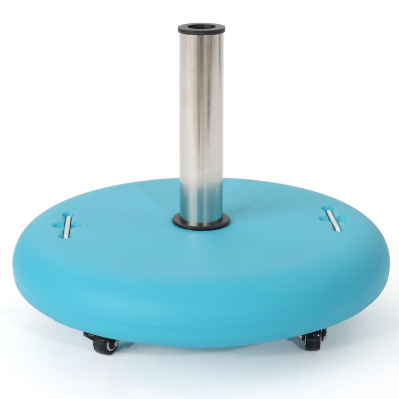 Base de parasol en béton robuste - support en acier inoxydable, bleu sarcelle, 22,28 po x 22,28 po x 16,76 po, peut accueillir un poteau de 1,6 po à 2,2,2 po, un support réalisable jusqu'à 11 pi P 22,28 po x l 22,28 po x H 16,76 po, convient au diamètre maximal