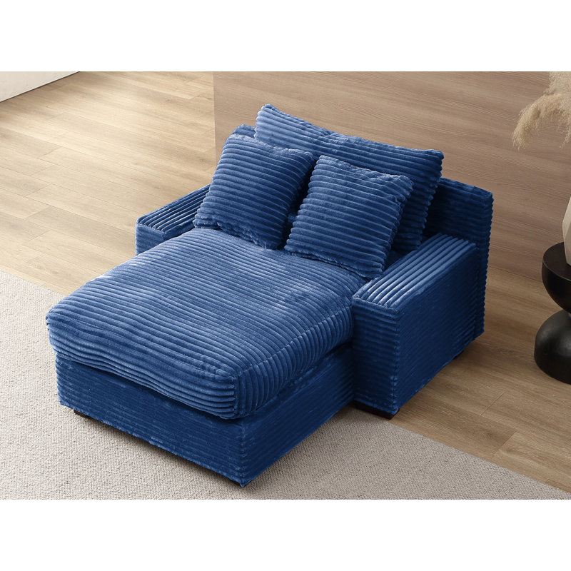 Canapé à accoudoirs carrés 48,8 po Deyaneira, Bleu